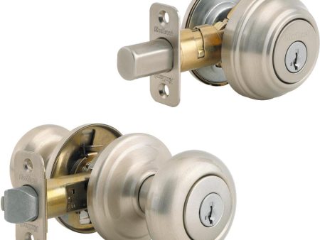 Kwikset Signature Series Satin Nickel Deadbolt and Door Knob Combo Online Hot Sale