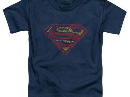 SUPERMAN : S SHIELD ROUGH S\S TODDLER TEE Navy LG (4T) Sale