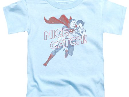 SUPERMAN : NICE CATCH S\S TODDLER TEE Light Blue MD (3T) on Sale