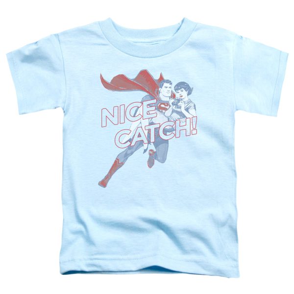 SUPERMAN : NICE CATCH S\S TODDLER TEE Light Blue MD (3T) on Sale