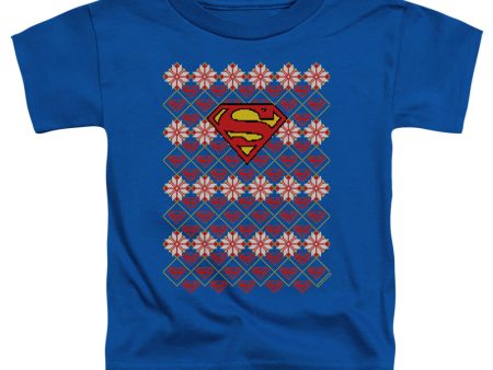 SUPERMAN : SUPERMAN CHRISTMAS SWEATER S\S TODDLER TEE Royal Blue MD (3T) Online now