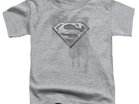 SUPERMAN : RIVETED METAL S\S TODDLER TEE ATHLETIC HEATHER LG (4T) For Cheap