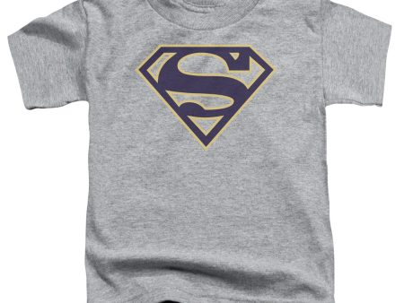 SUPERMAN : NAVY AND GOLD SHIELD S\S TODDLER TEE Athletic Heather SM (2T) on Sale