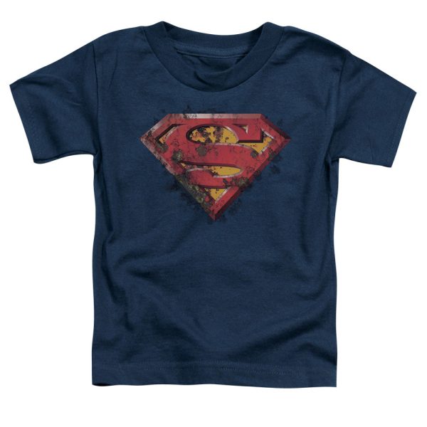 SUPERMAN : RUSTED SHIELD S\S TODDLER TEE NAVY SM (2T) For Sale