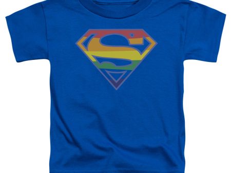 SUPERMAN : PRISMATIC SHIELD TODDLER SHORT SLEEVE Royal Blue XL (5T) Online Hot Sale