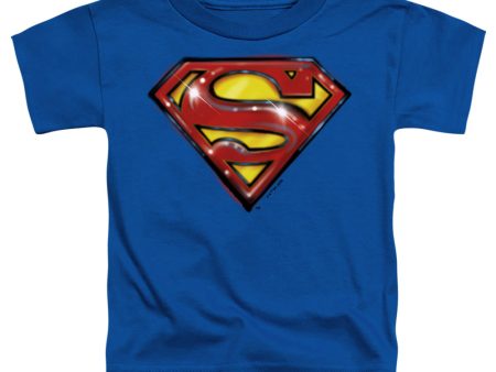 SUPERMAN : SUPERMAN AIRBRUSH LOGO S\S TODDLER TEE Royal Blue LG (4T) Online now