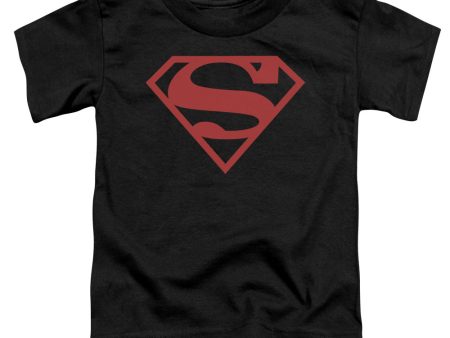 SUPERMAN : RED ON BLACK SHIELD S\S TODDLER TEE BLACK LG (4T) For Sale