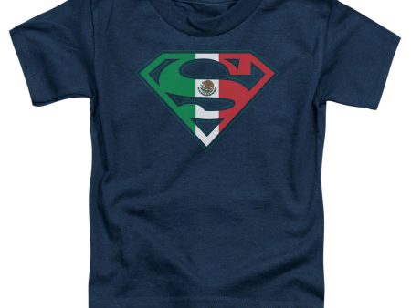 SUPERMAN : MEXICAN FLAG SHIELD S\S TODDLER TEE Navy SM (2T) For Sale