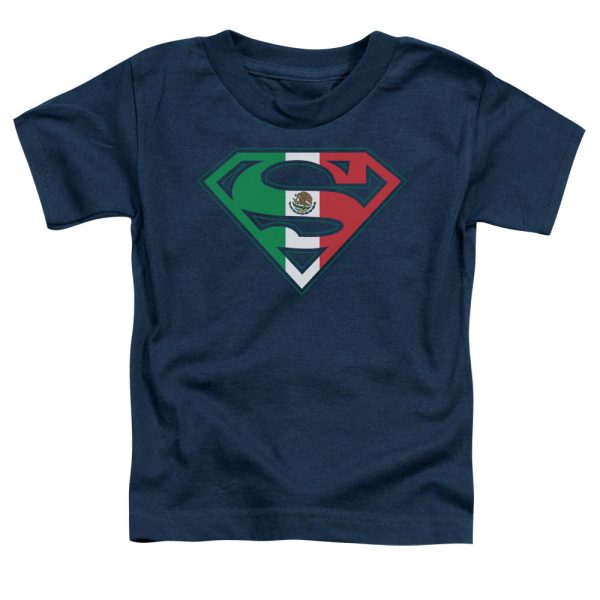 SUPERMAN : MEXICAN FLAG SHIELD S\S TODDLER TEE Navy SM (2T) For Sale