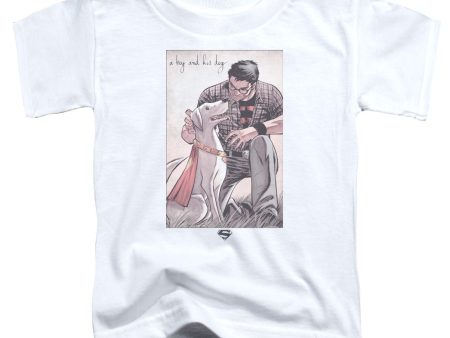 SUPERMAN : MAN S BEST FRIEND TODDLER SHORT SLEEVE White XL (5T) For Sale