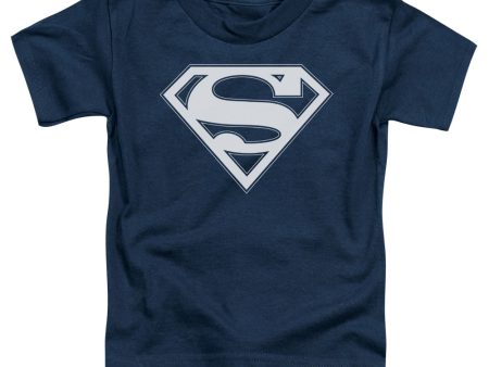 SUPERMAN : NAVY AND WHITE SHIELD S\S TODDLER TEE Navy SM (2T) Cheap