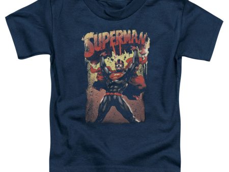 SUPERMAN : LIFT UP S\S TODDLER TEE Navy MD (3T) Supply