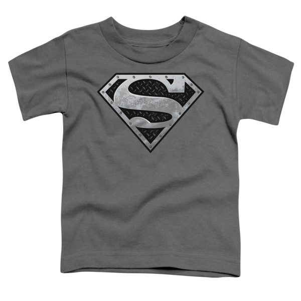 SUPERMAN : SUPER METALLIC SHIELD TODDLER SHORT SLEEVE CHARCOAL XL (5T) Sale