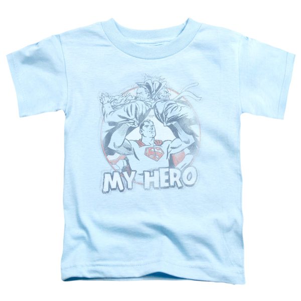 SUPERMAN : MY HERO S\S TODDLER TEE LIGHT BLUE MD (3T) on Sale