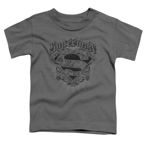 SUPERMAN : SCROLLING SHIELD S\S TODDLER TEE CHARCOAL MD (3T) Online now