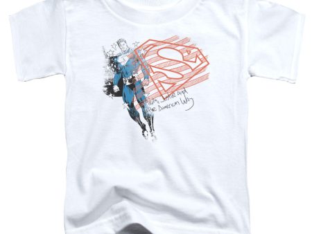 SUPERMAN : SUPER AMERICAN FLAG TODDLER SHORT SLEEVE White XL (5T) Online now