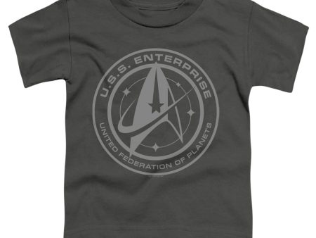 STAR TREK DISCOVERY : ENTERPRISE CREST S\S TODDLER TEE Charcoal SM (2T) Online