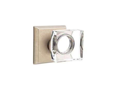 Emtek 7106MSC Passage , No.2 Rosette , Modern Square Crystal Knob Online Sale